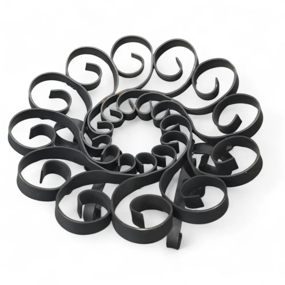 Vintage Spanish Revival Wrought Iron Scroll Candle Holder Plant Riser Black